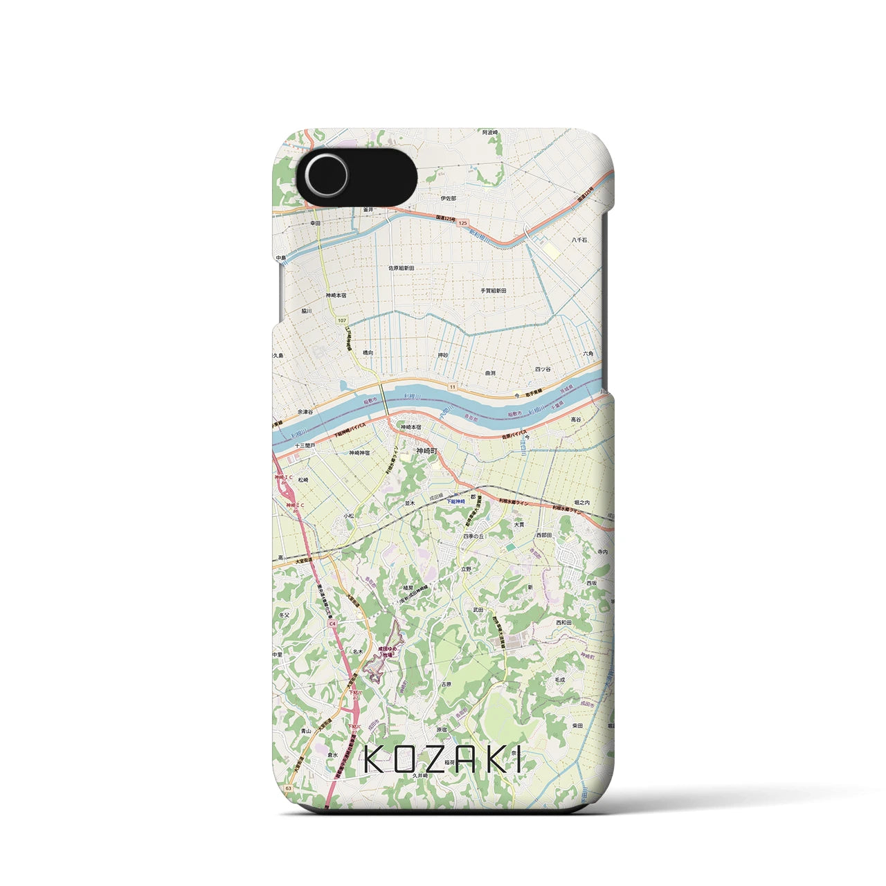 【神崎(千葉県)】地図柄iPhoneケース(バックカバータイプ)