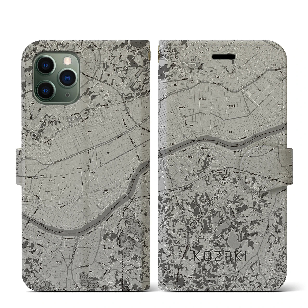 【神崎(千葉県)】地図柄iPhoneケース(手帳タイプ)