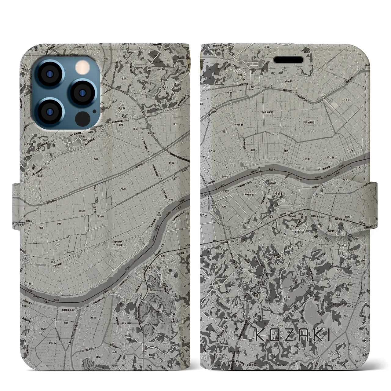 【神崎(千葉県)】地図柄iPhoneケース(手帳タイプ)