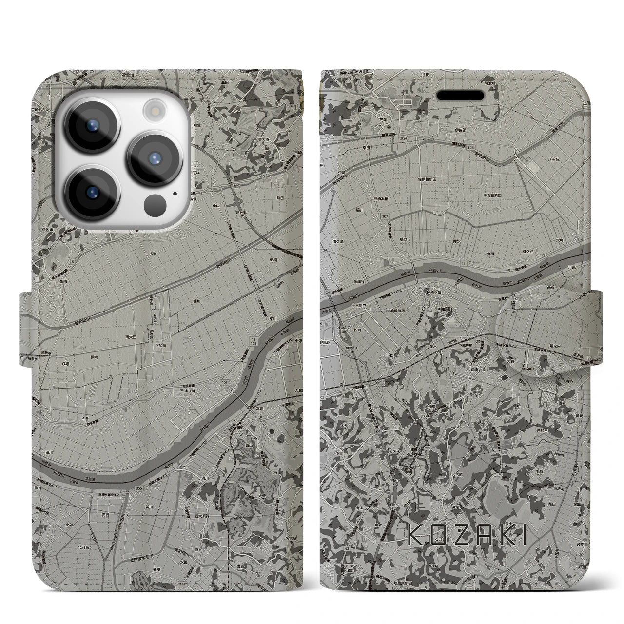 【神崎(千葉県)】地図柄iPhoneケース(手帳タイプ)