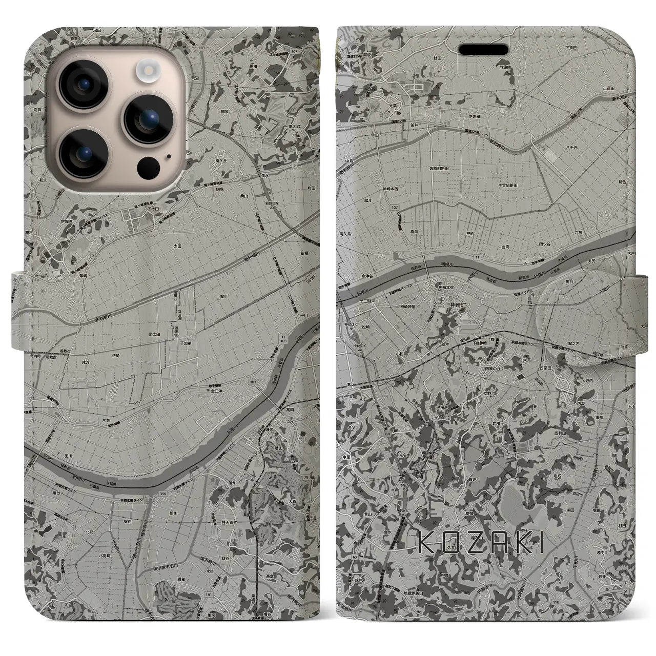 【神崎(千葉県)】地図柄iPhoneケース(手帳タイプ)