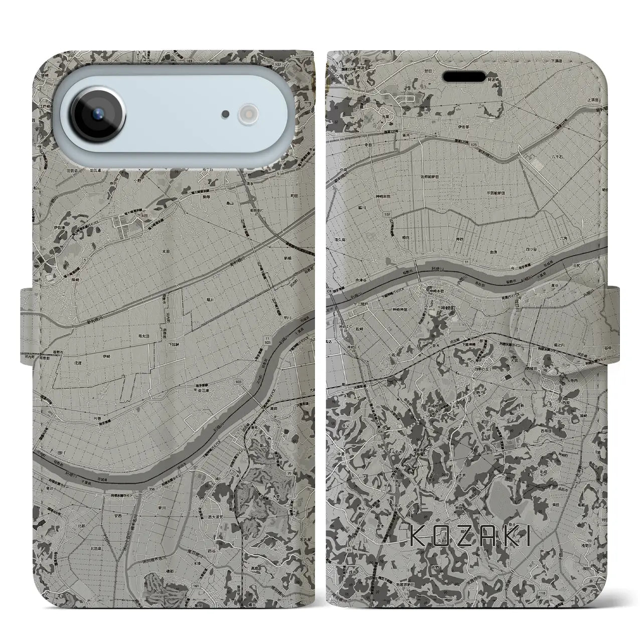 【神崎(千葉県)】地図柄iPhoneケース(手帳タイプ)