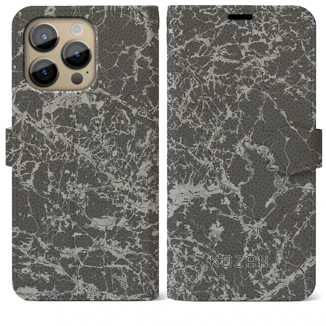 【甲山(広島県)】地図柄iPhoneケース(手帳タイプ)