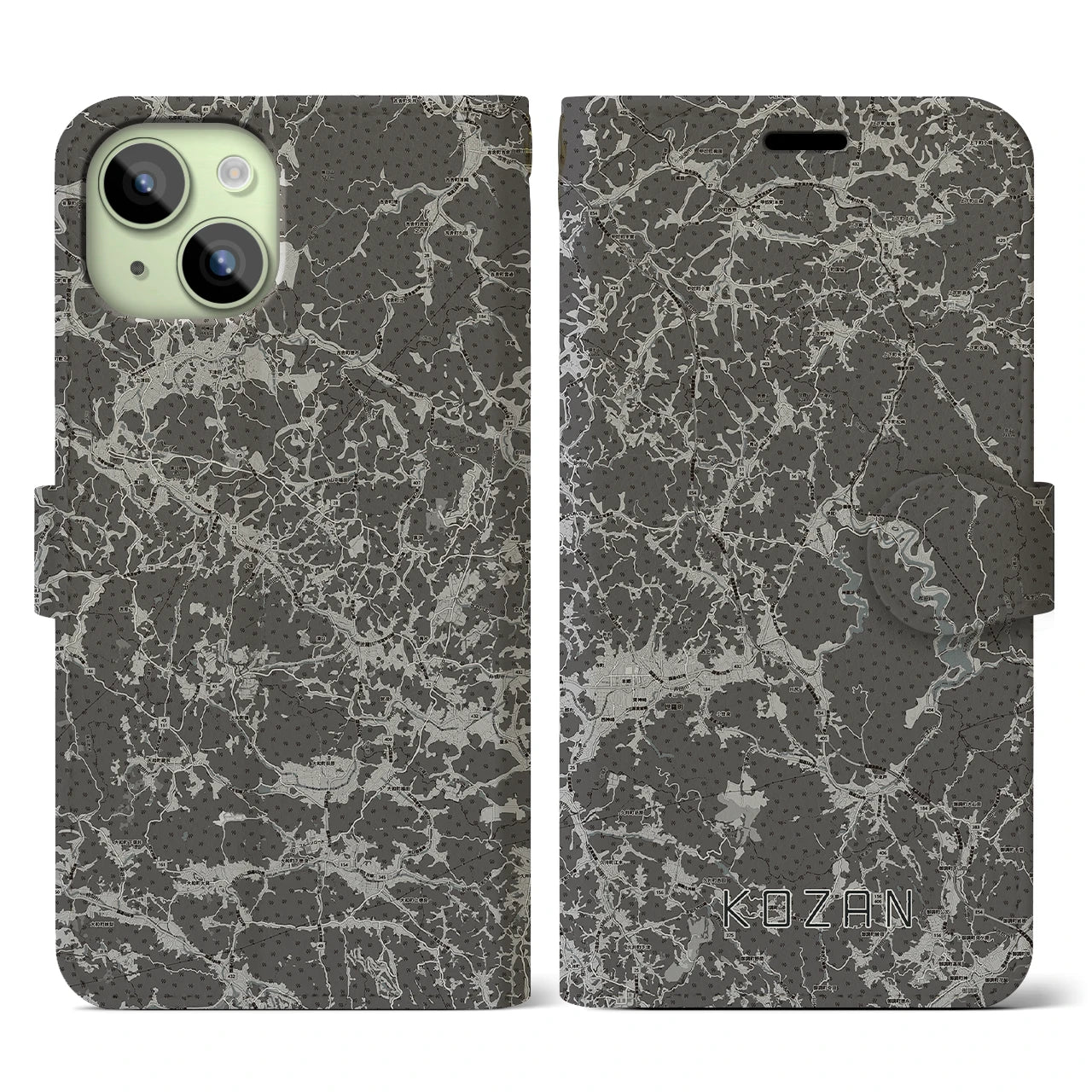 【甲山(広島県)】地図柄iPhoneケース(手帳タイプ)