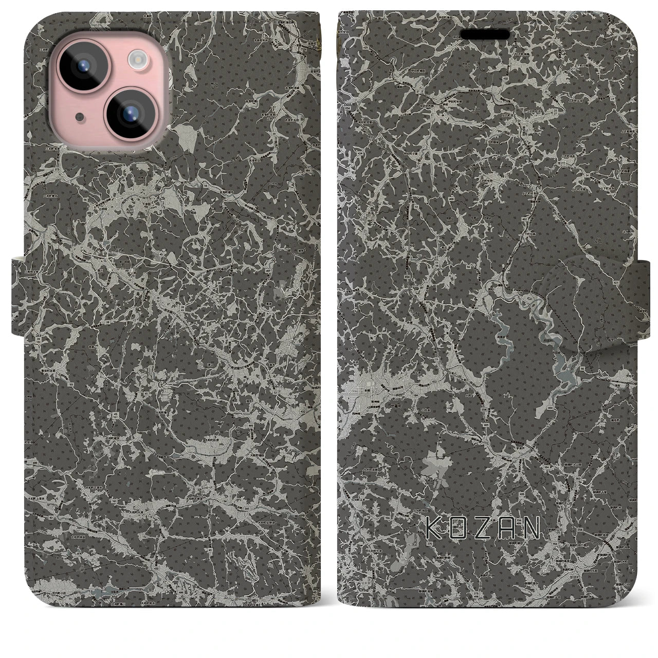 【甲山(広島県)】地図柄iPhoneケース(手帳タイプ)