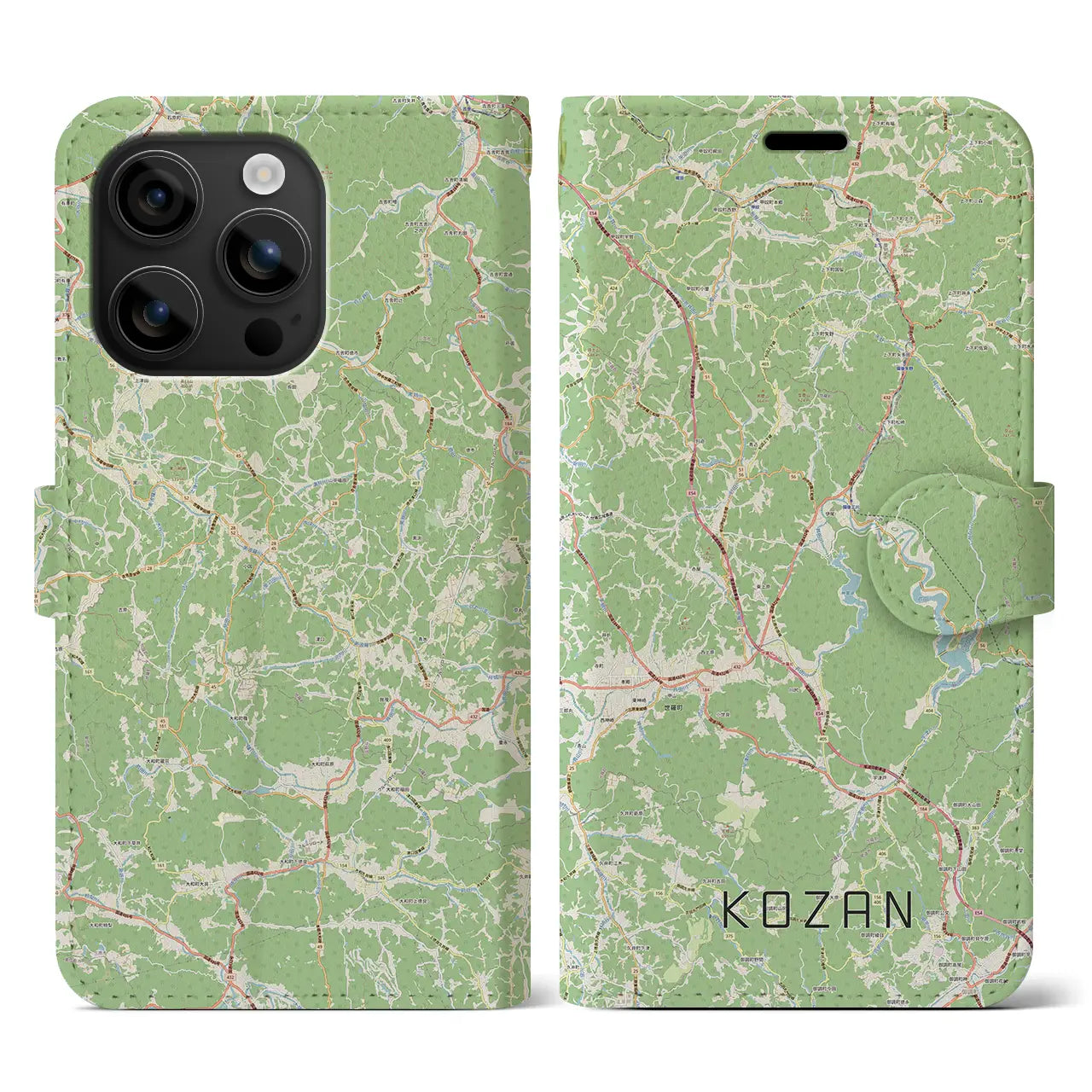 【甲山(広島県)】地図柄iPhoneケース(手帳タイプ)ナチュラル・iPhone 16 用
