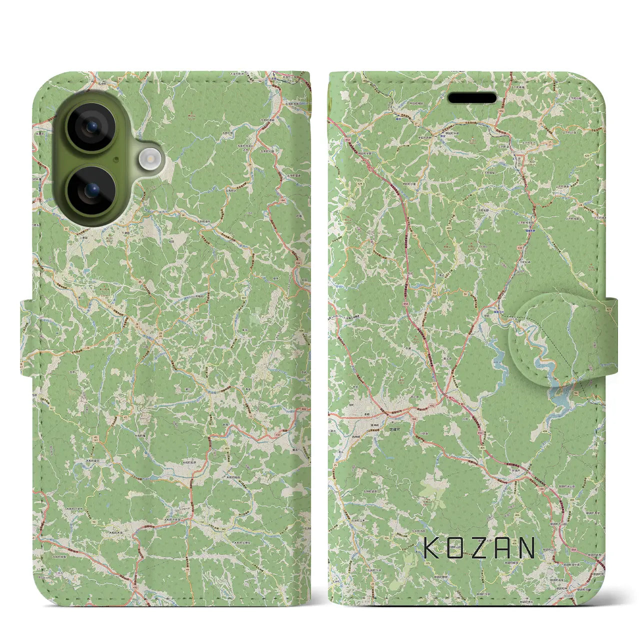 【甲山(広島県)】地図柄iPhoneケース(手帳タイプ)