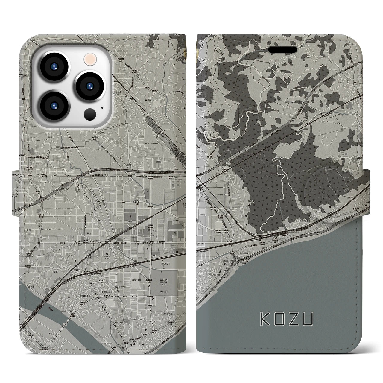 【国府津(神奈川県)】地図柄iPhoneケース(手帳タイプ)