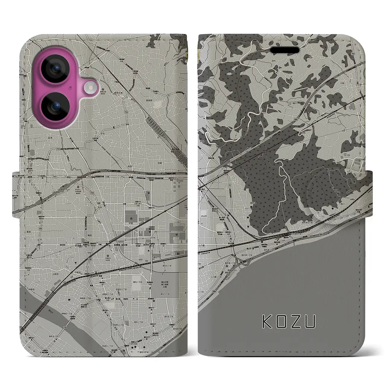 【国府津(神奈川県)】地図柄iPhoneケース(手帳タイプ)