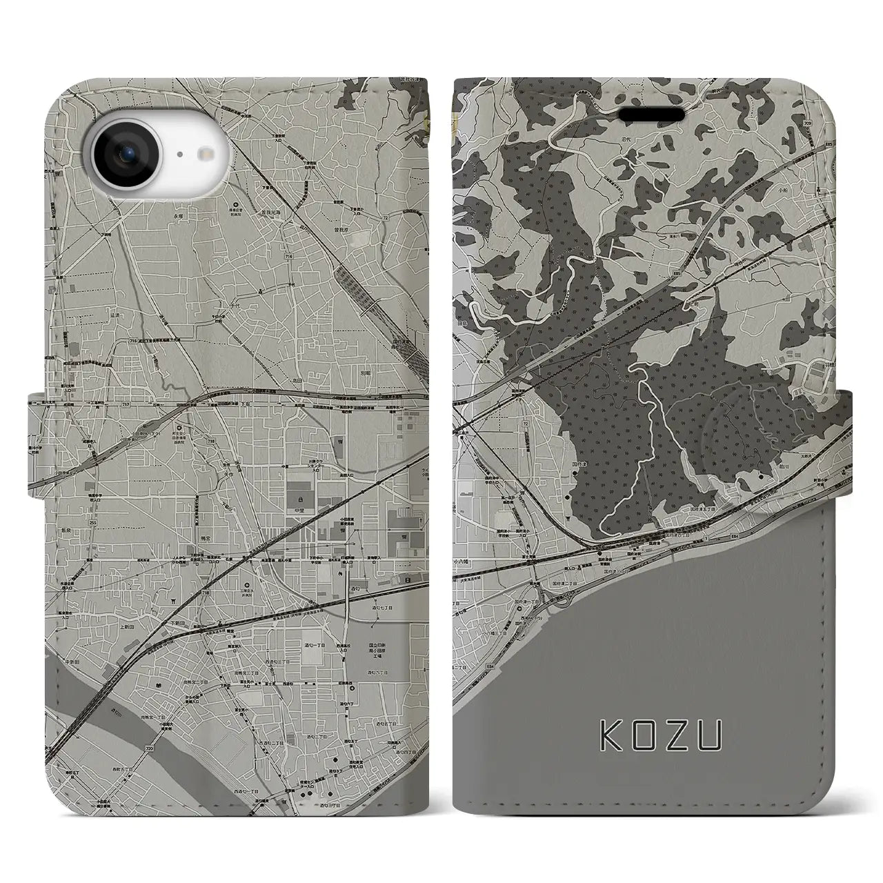 【国府津(神奈川県)】地図柄iPhoneケース(手帳タイプ)