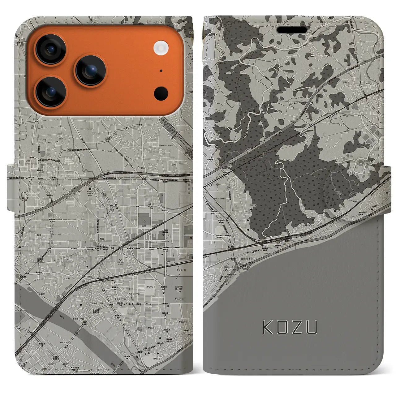 【国府津(神奈川県)】地図柄iPhoneケース(手帳タイプ)