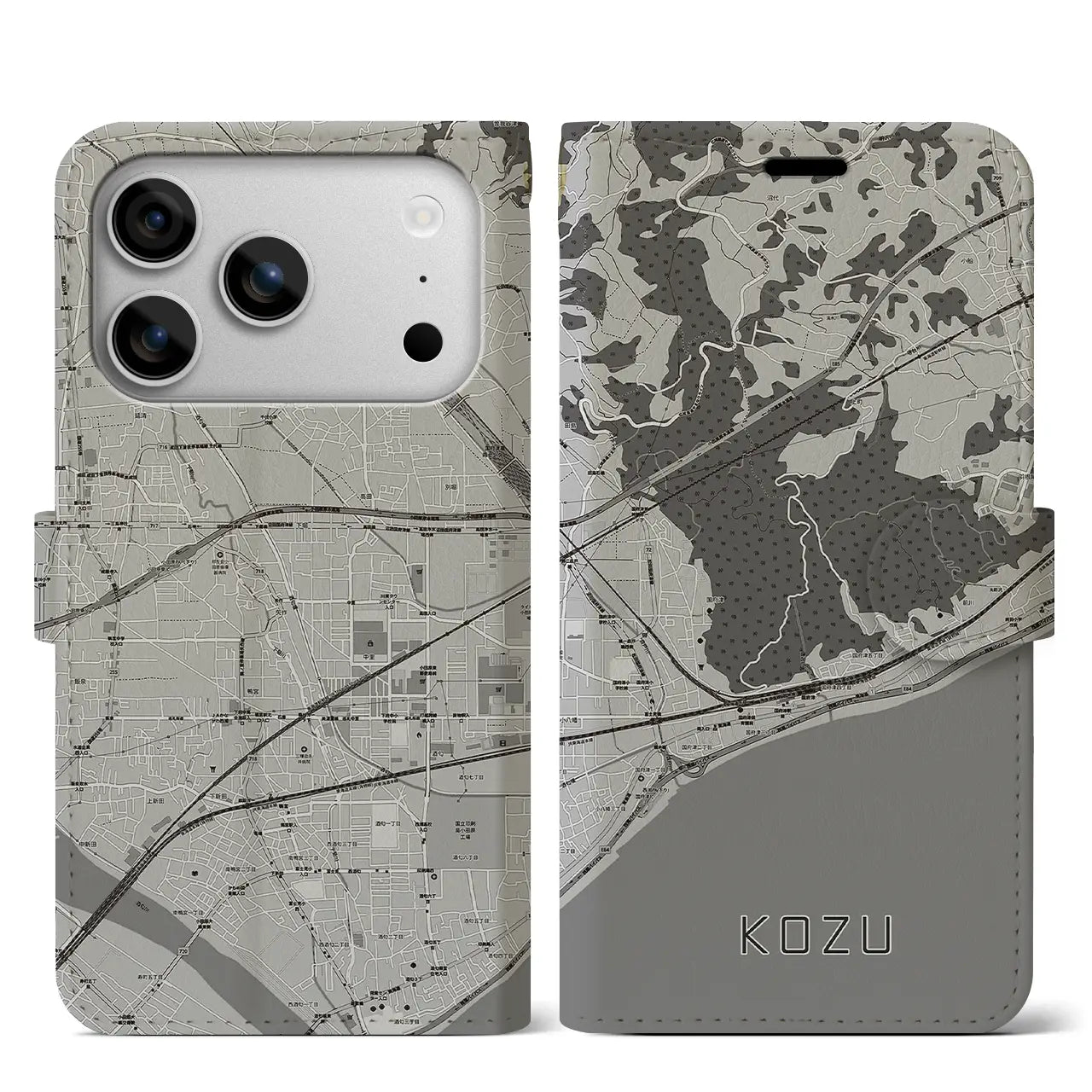 【国府津(神奈川県)】地図柄iPhoneケース(手帳タイプ)