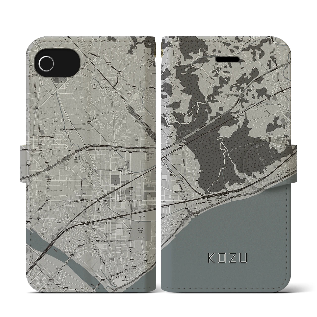 【国府津(神奈川県)】地図柄iPhoneケース(手帳タイプ)