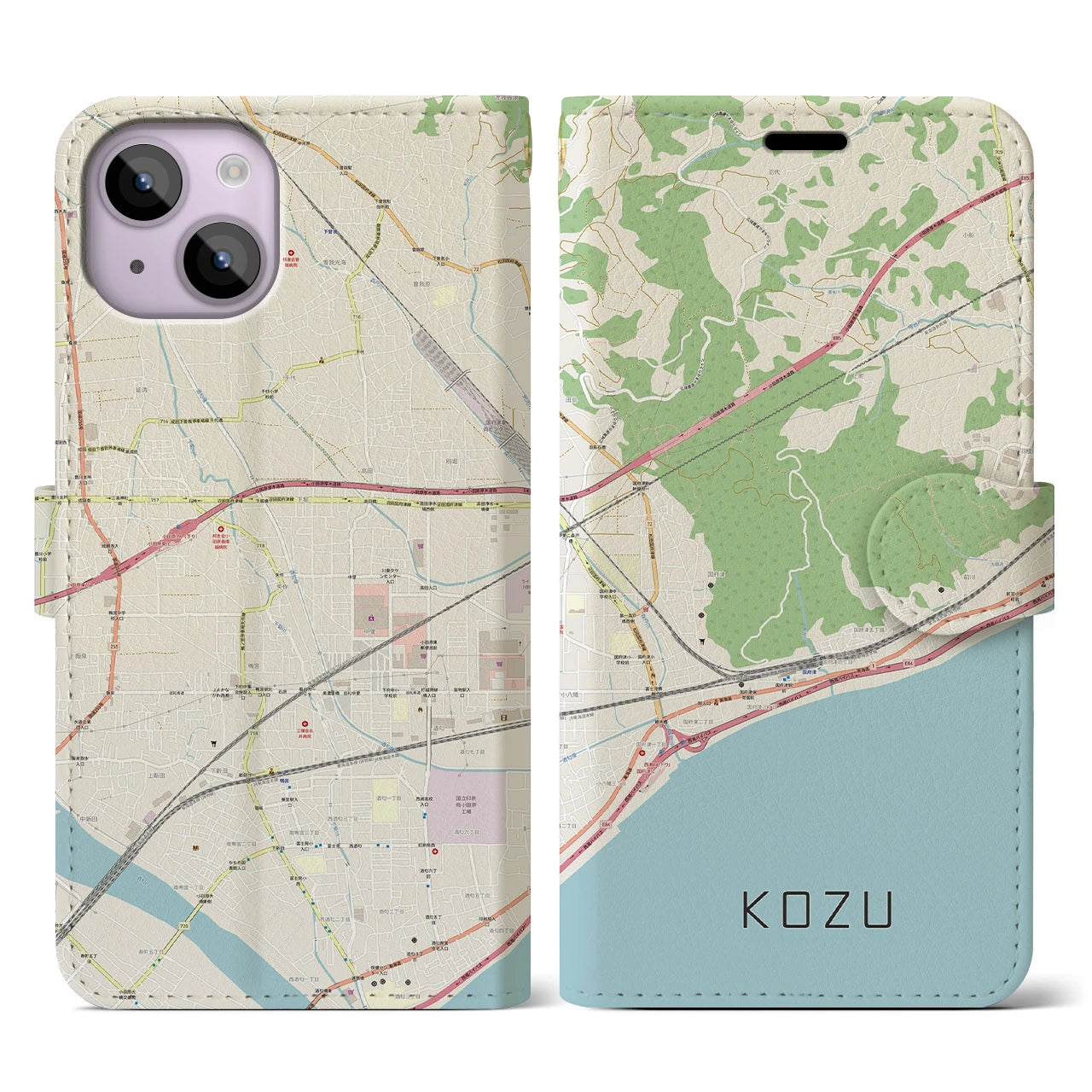 【国府津(神奈川県)】地図柄iPhoneケース(手帳タイプ)