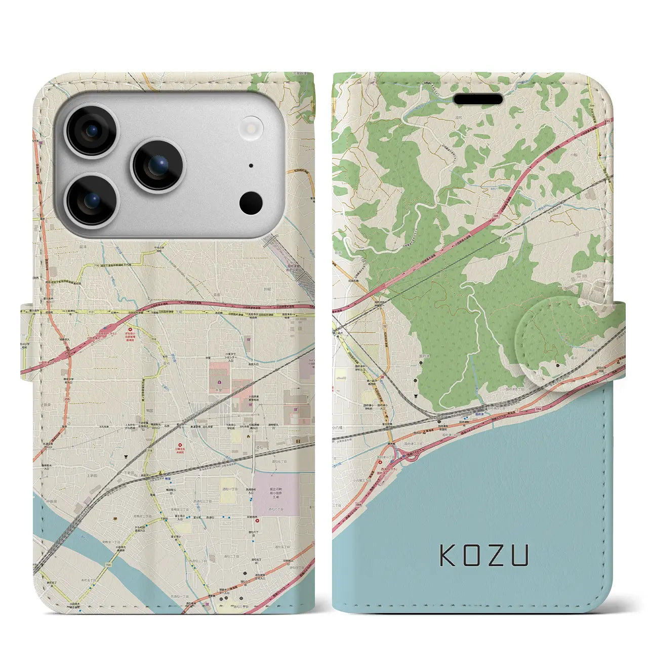 【国府津(神奈川県)】地図柄iPhoneケース(手帳タイプ)