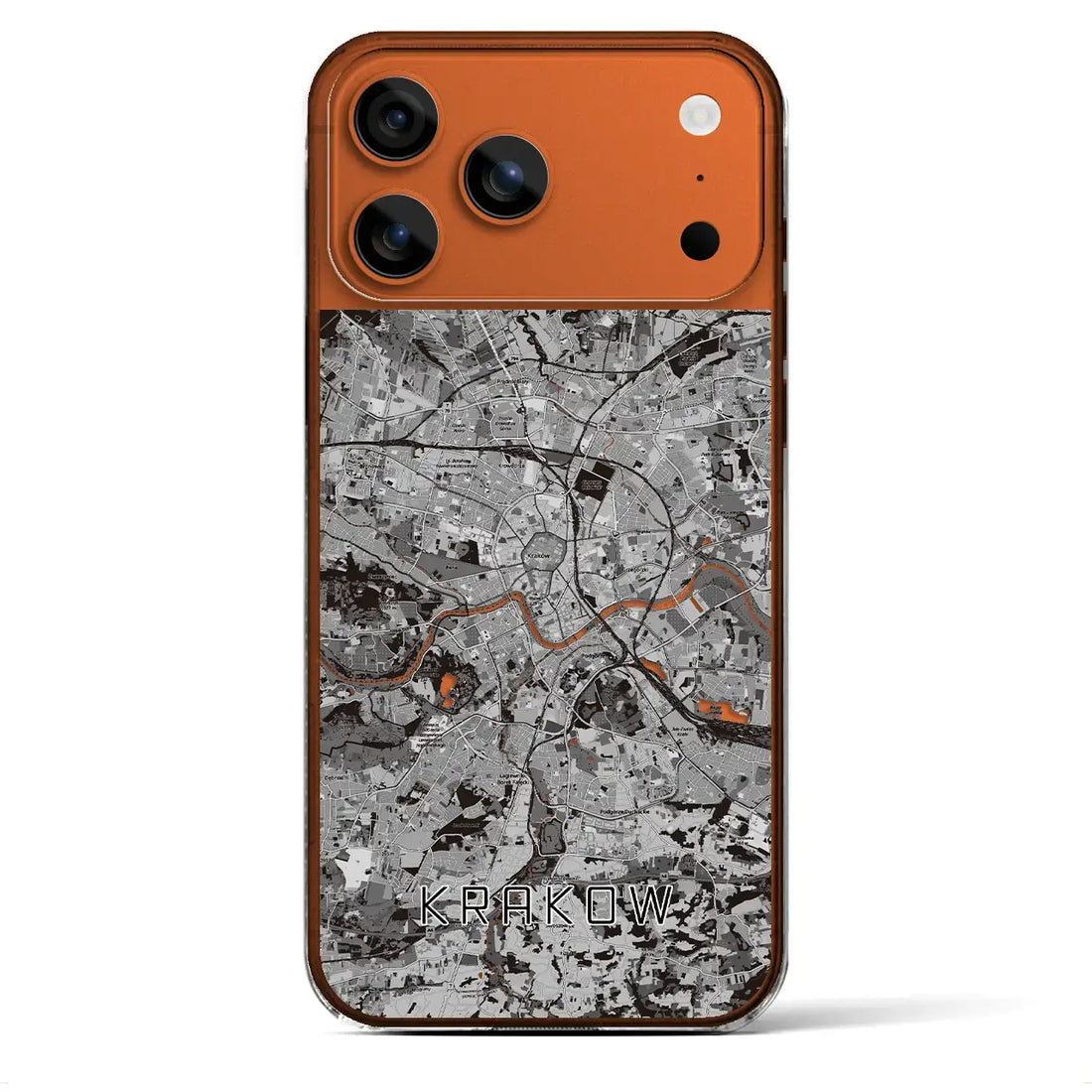 【クラクフ(ポーランド)】地図柄iPhoneケース(クリアタイプ)モノトーン・iPhone 17 Pro Max 用