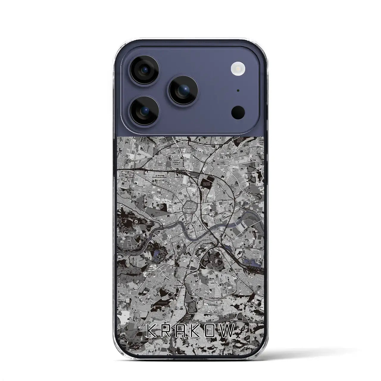 【クラクフ(ポーランド)】地図柄iPhoneケース(クリアタイプ)モノトーン・iPhone 17 Pro Max 用