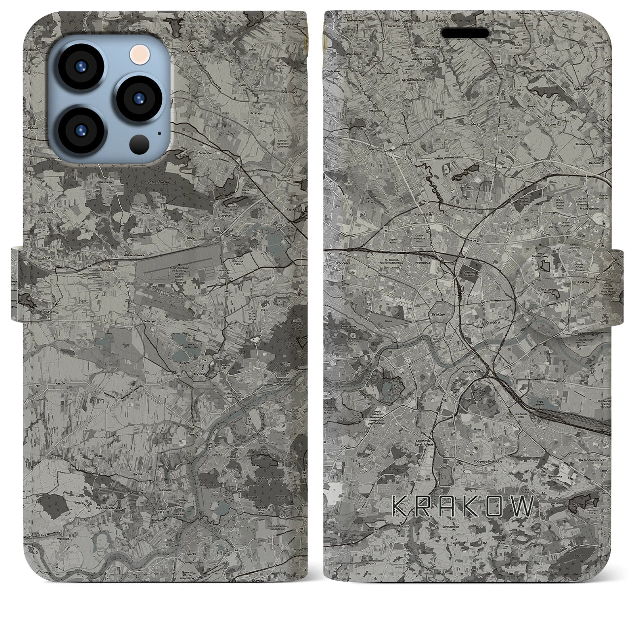 【クラクフ(ポーランド)】地図柄iPhoneケース(手帳タイプ)