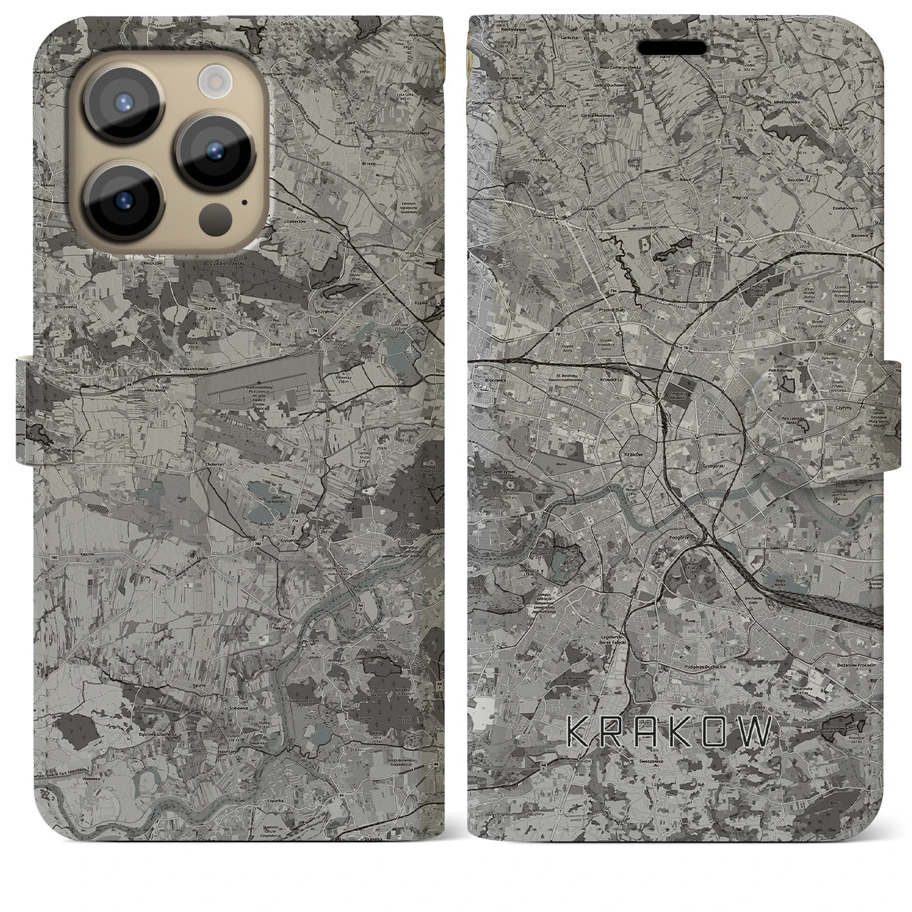 【クラクフ(ポーランド)】地図柄iPhoneケース(手帳タイプ)