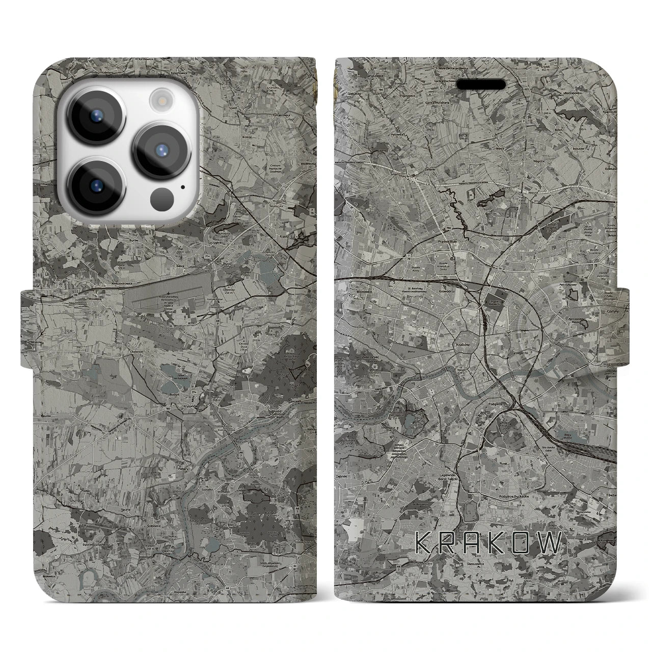 【クラクフ(ポーランド)】地図柄iPhoneケース(手帳タイプ)