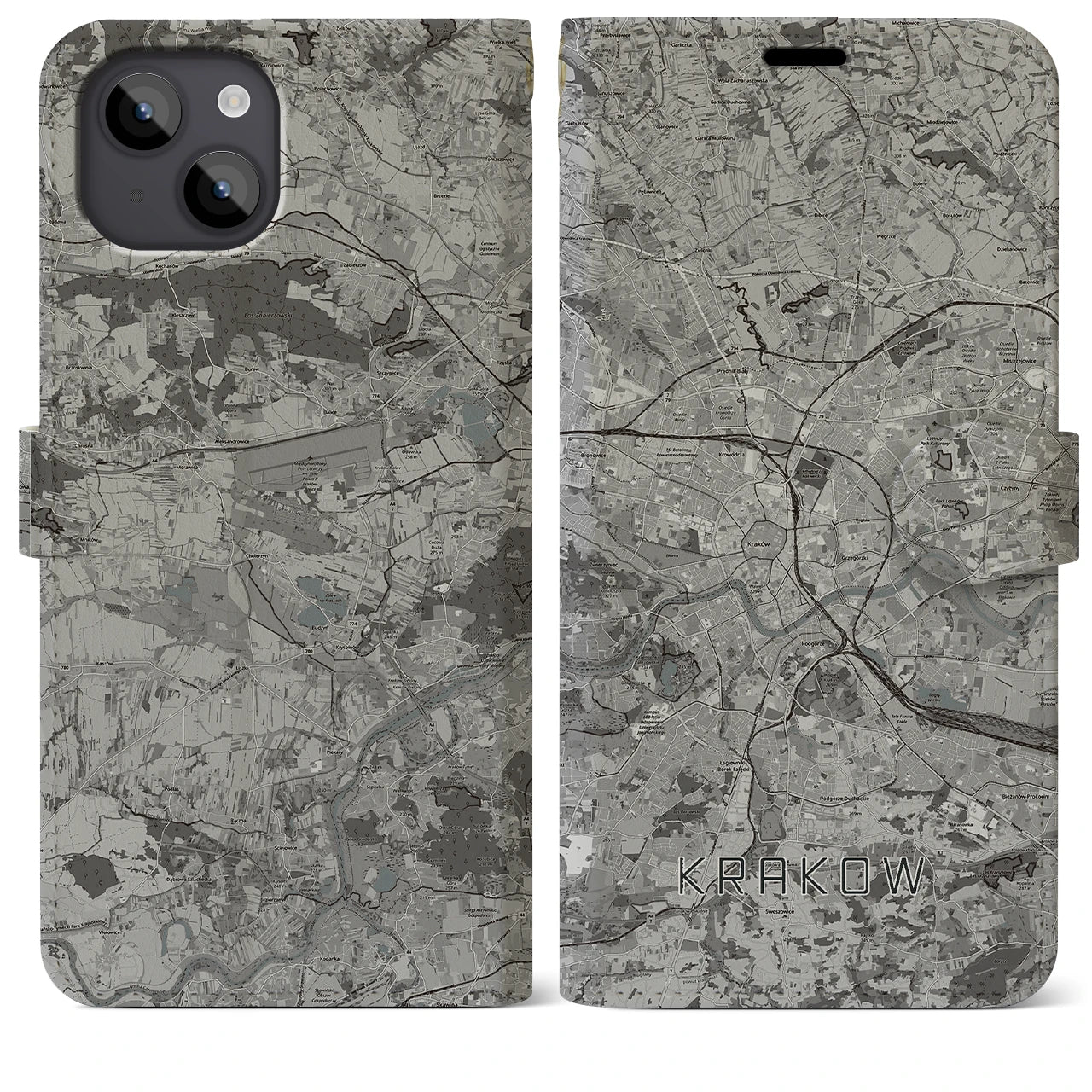 【クラクフ(ポーランド)】地図柄iPhoneケース(手帳タイプ)