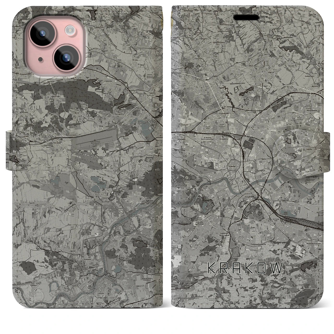 【クラクフ(ポーランド)】地図柄iPhoneケース(手帳タイプ)