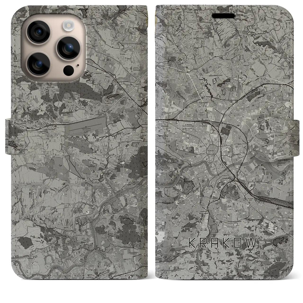 【クラクフ(ポーランド)】地図柄iPhoneケース(手帳タイプ)