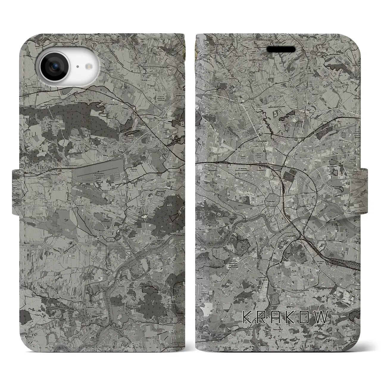 【クラクフ(ポーランド)】地図柄iPhoneケース(手帳タイプ)