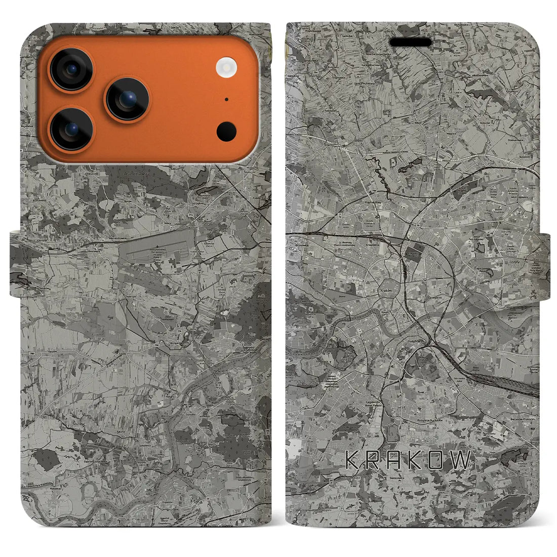 【クラクフ(ポーランド)】地図柄iPhoneケース(手帳タイプ)