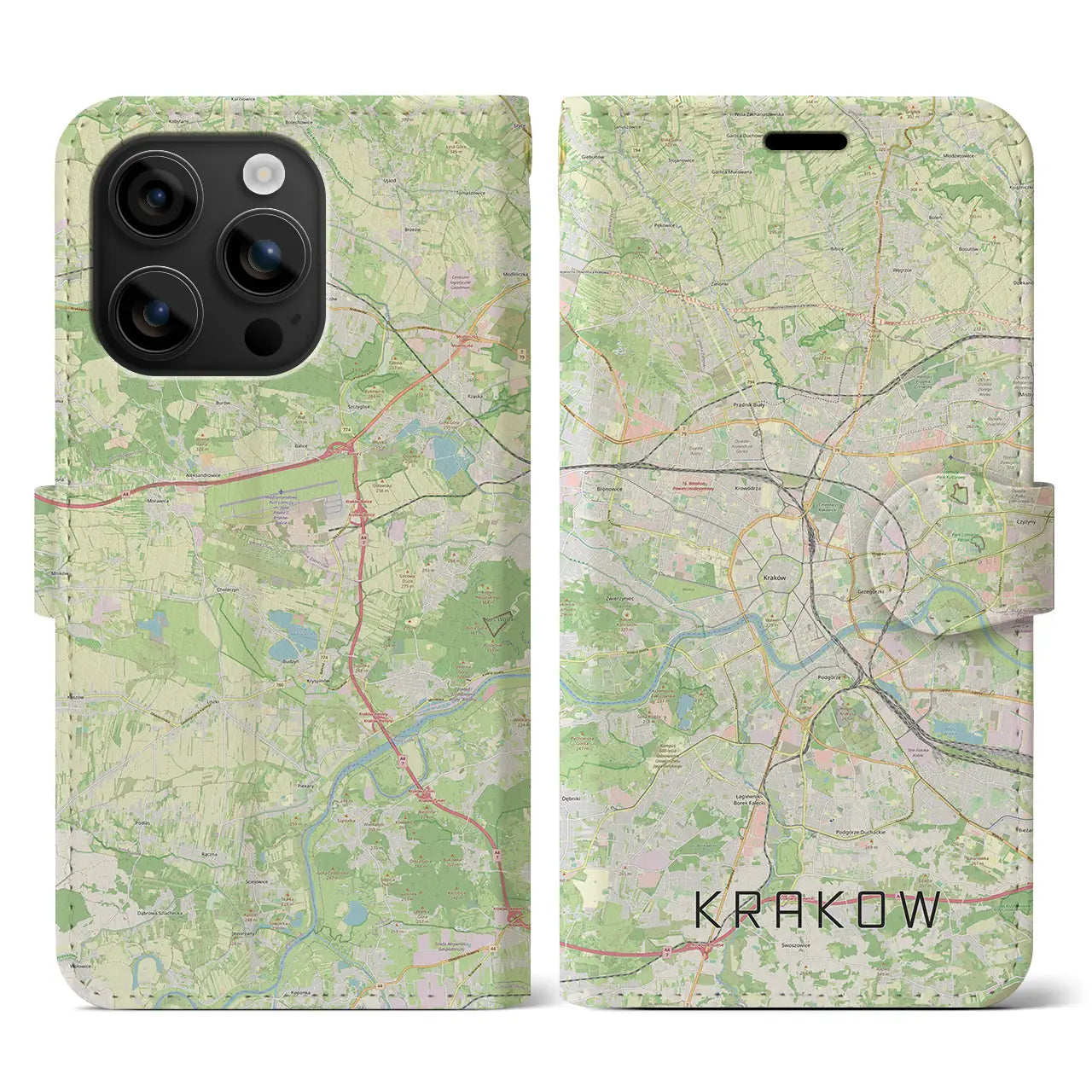 【クラクフ(ポーランド)】地図柄iPhoneケース(手帳タイプ)ナチュラル・iPhone 16 用