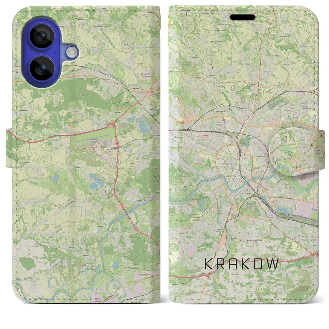 【クラクフ(ポーランド)】地図柄iPhoneケース(手帳タイプ)ナチュラル・iPhone 16 Pro Max 用