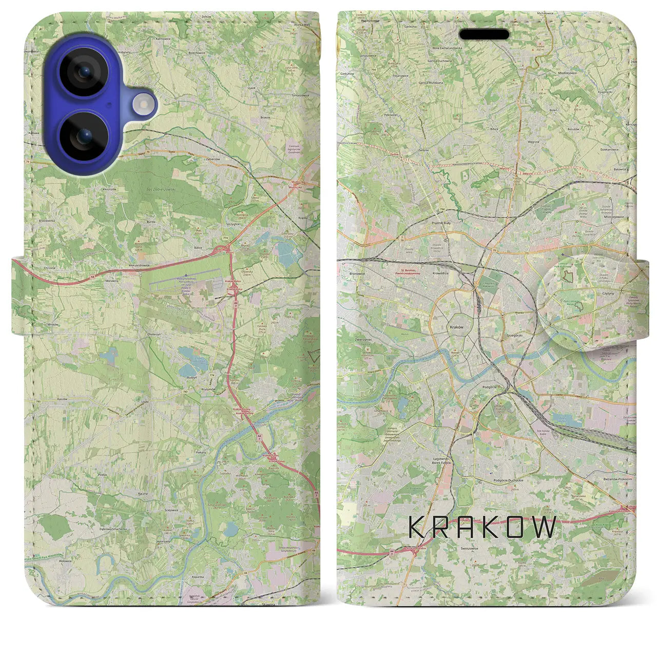 【クラクフ(ポーランド)】地図柄iPhoneケース(手帳タイプ)