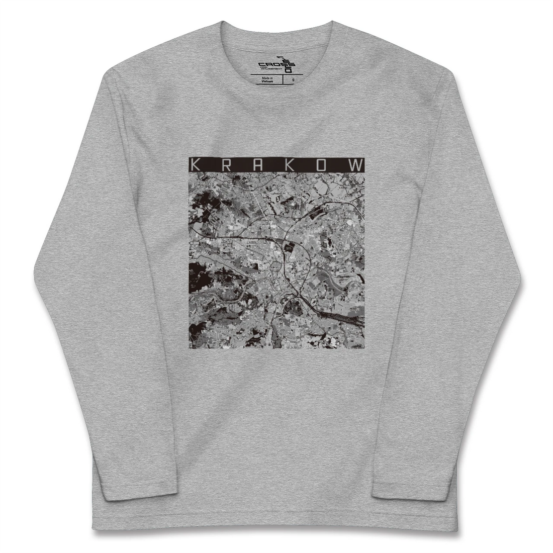 【クラクフ(ポーランド)】地図柄ロングスリーブTシャツ