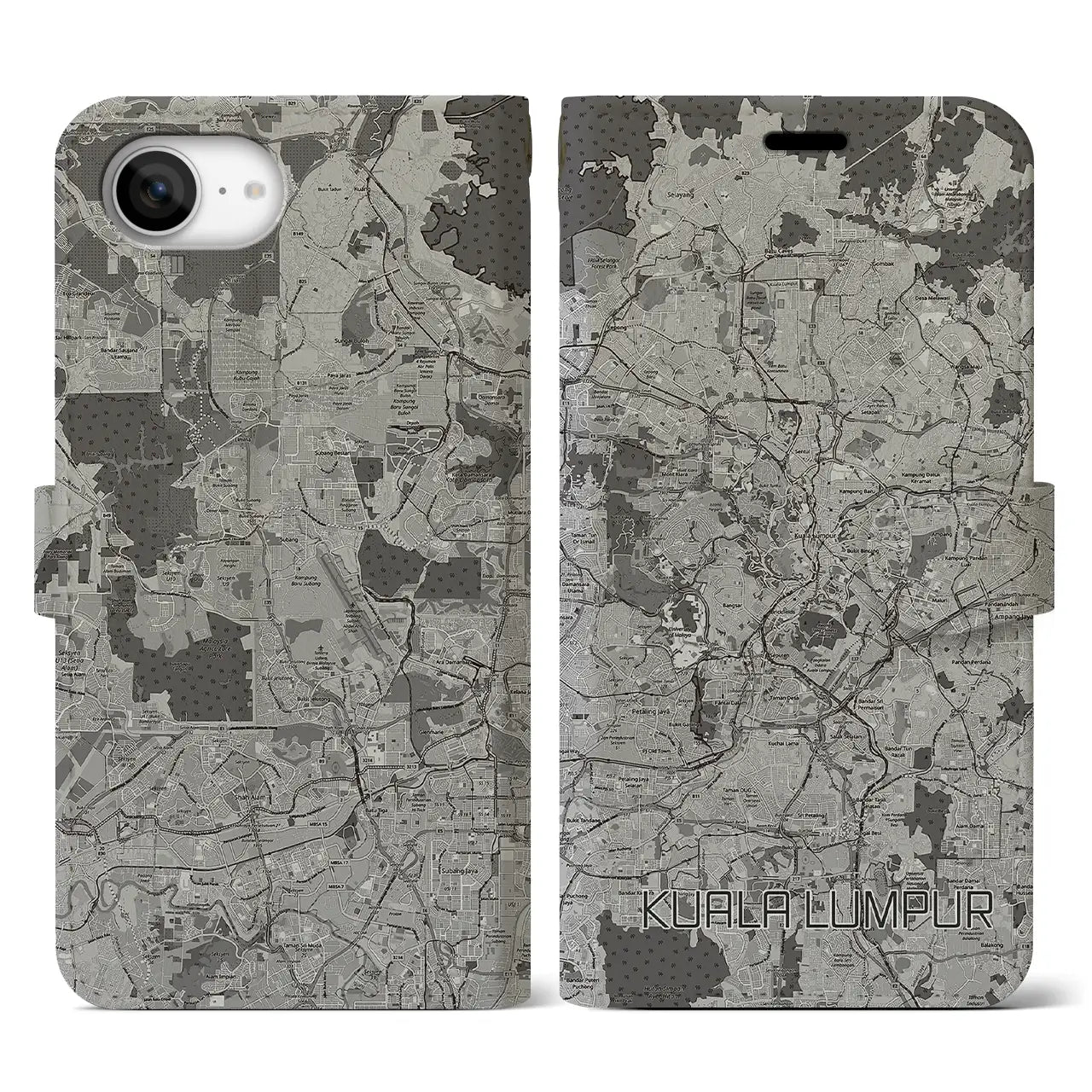 【クアラルンプール(マレーシア)】地図柄iPhoneケース(手帳タイプ)