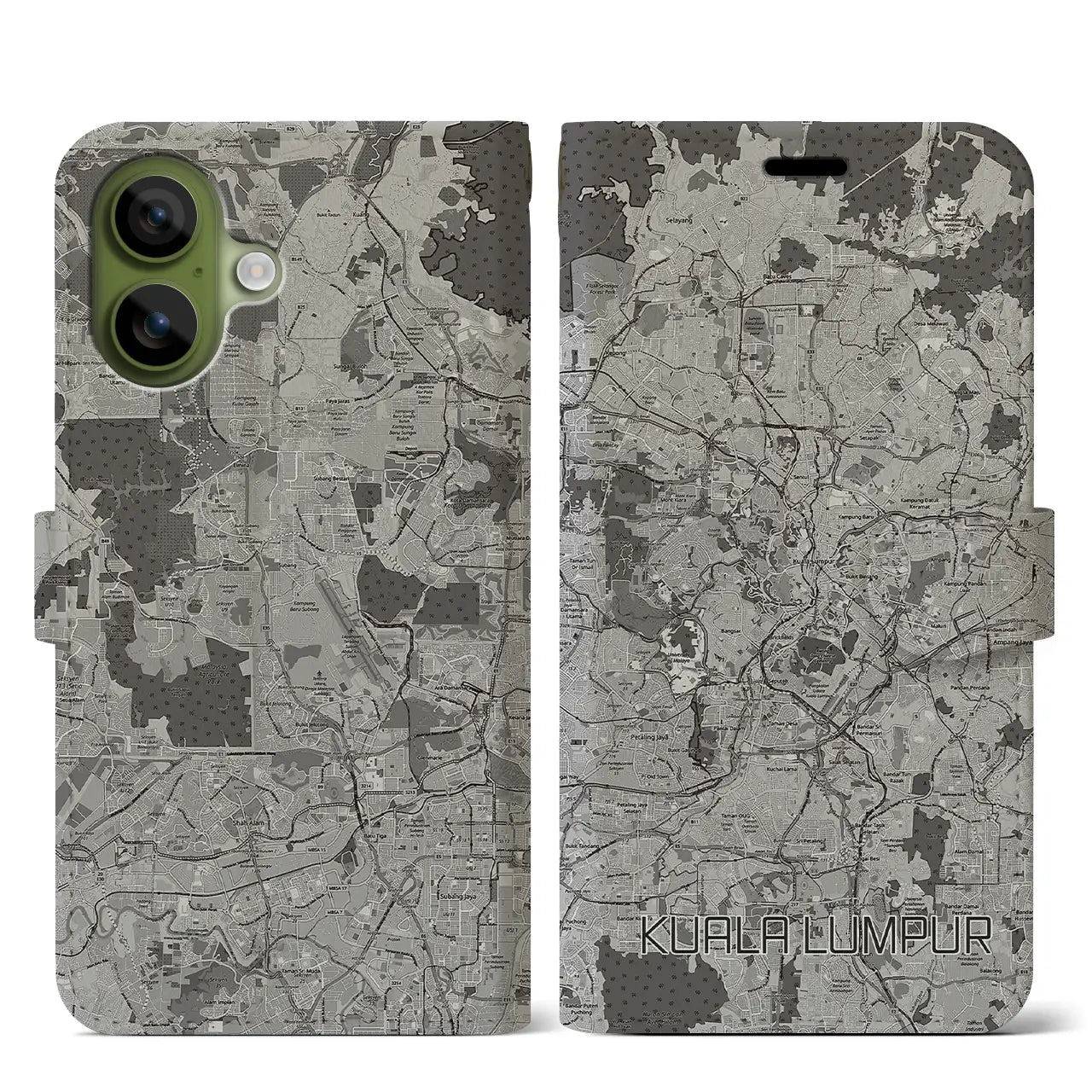 【クアラルンプール(マレーシア)】地図柄iPhoneケース(手帳タイプ)