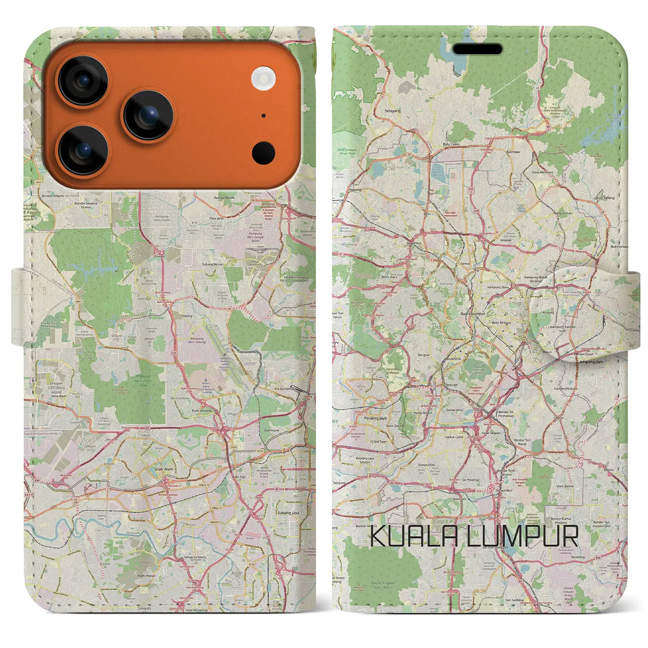 【クアラルンプール(マレーシア)】地図柄iPhoneケース(手帳タイプ)