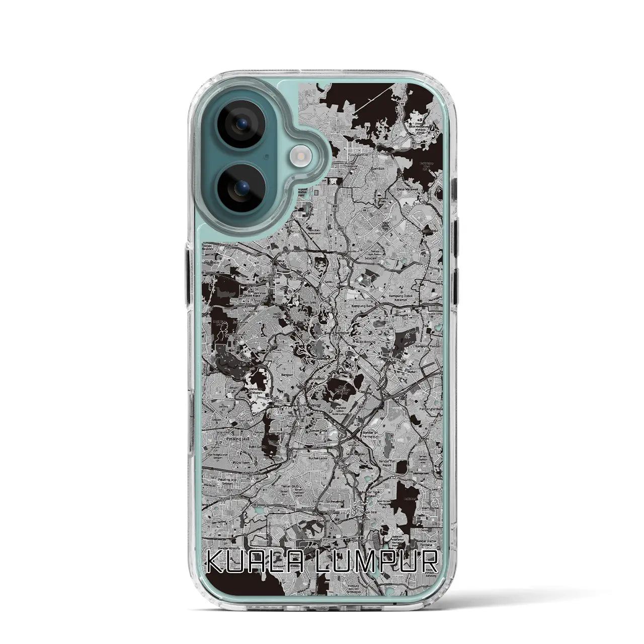 【クアラルンプール(マレーシア)】地図柄iPhoneケース(MagSafeタイプ)モノトーン・iPhone 16 Pro 用