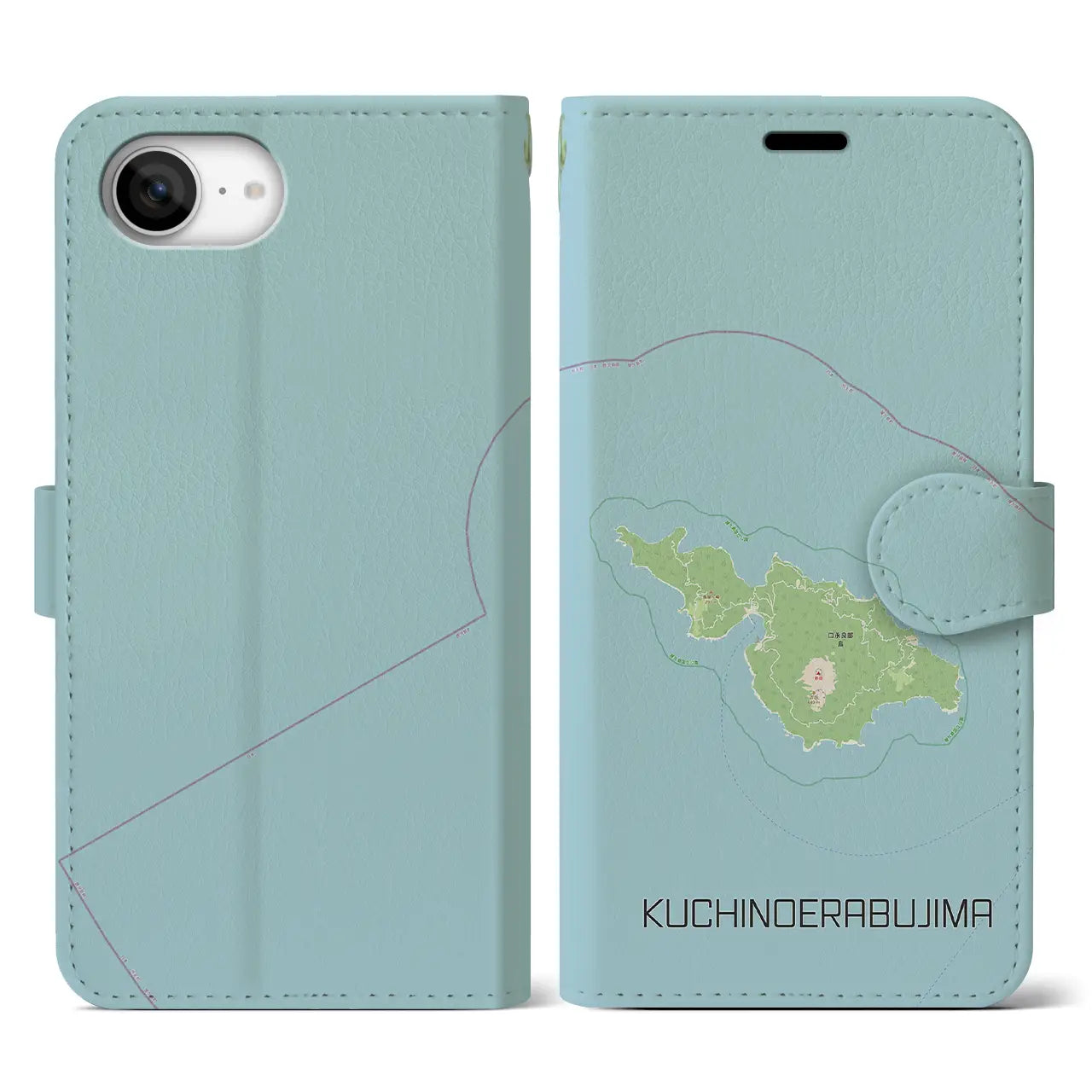 【口永良部島(鹿児島県)】地図柄iPhoneケース(手帳タイプ)