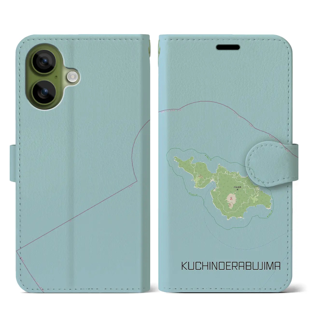 【口永良部島(鹿児島県)】地図柄iPhoneケース(手帳タイプ)