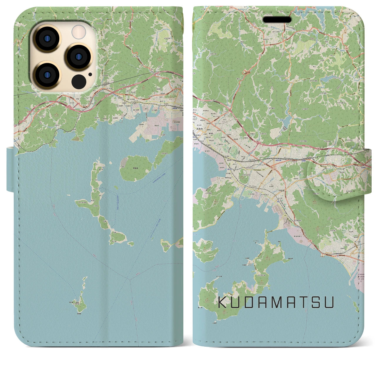 【下松(山口県)】地図柄iPhoneケース(手帳タイプ)ナチュラル・iPhone 12 Pro Max 用