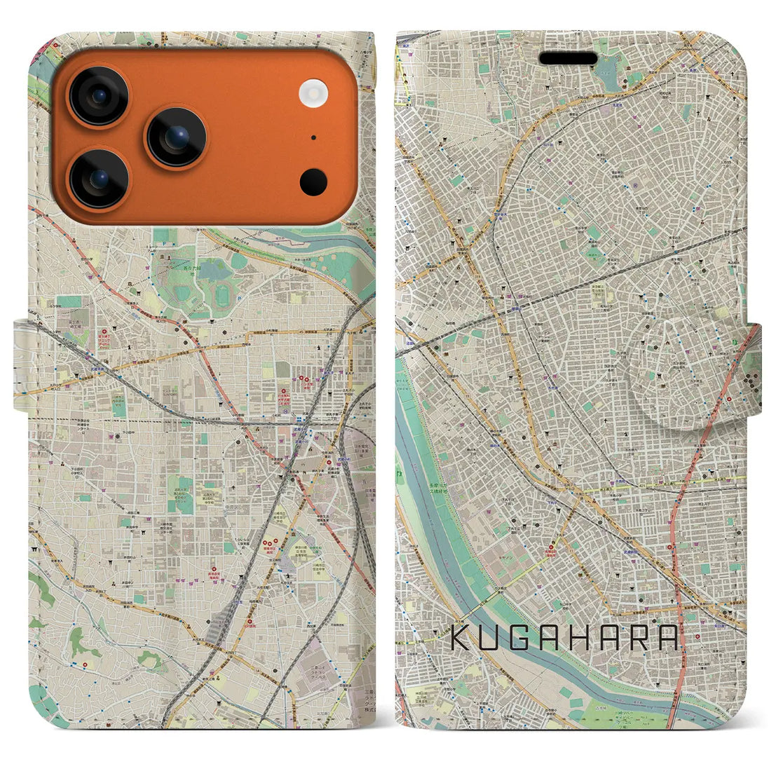 【久が原(東京都)】地図柄iPhoneケース(手帳タイプ)ナチュラル・iPhone 17 Pro Max 用