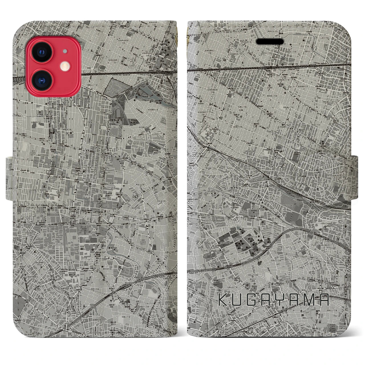 【久我山(東京都)】地図柄iPhoneケース(手帳タイプ)モノトーン・iPhone 11 用