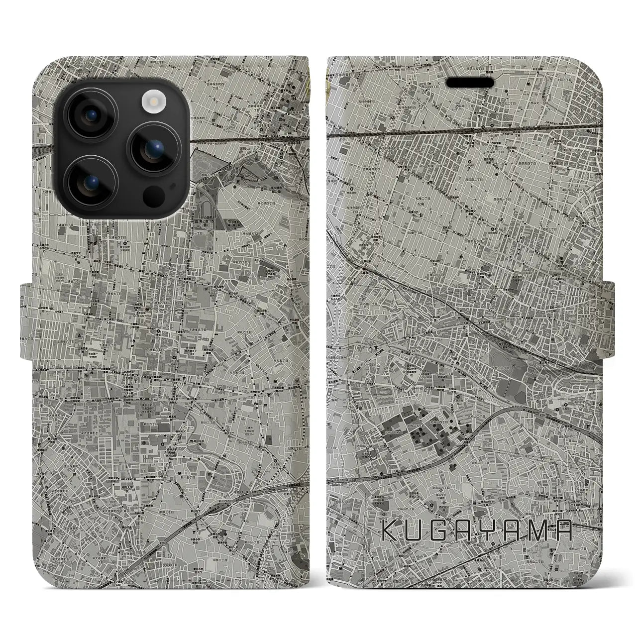 【久我山(東京都)】地図柄iPhoneケース(手帳タイプ)モノトーン・iPhone 16 用