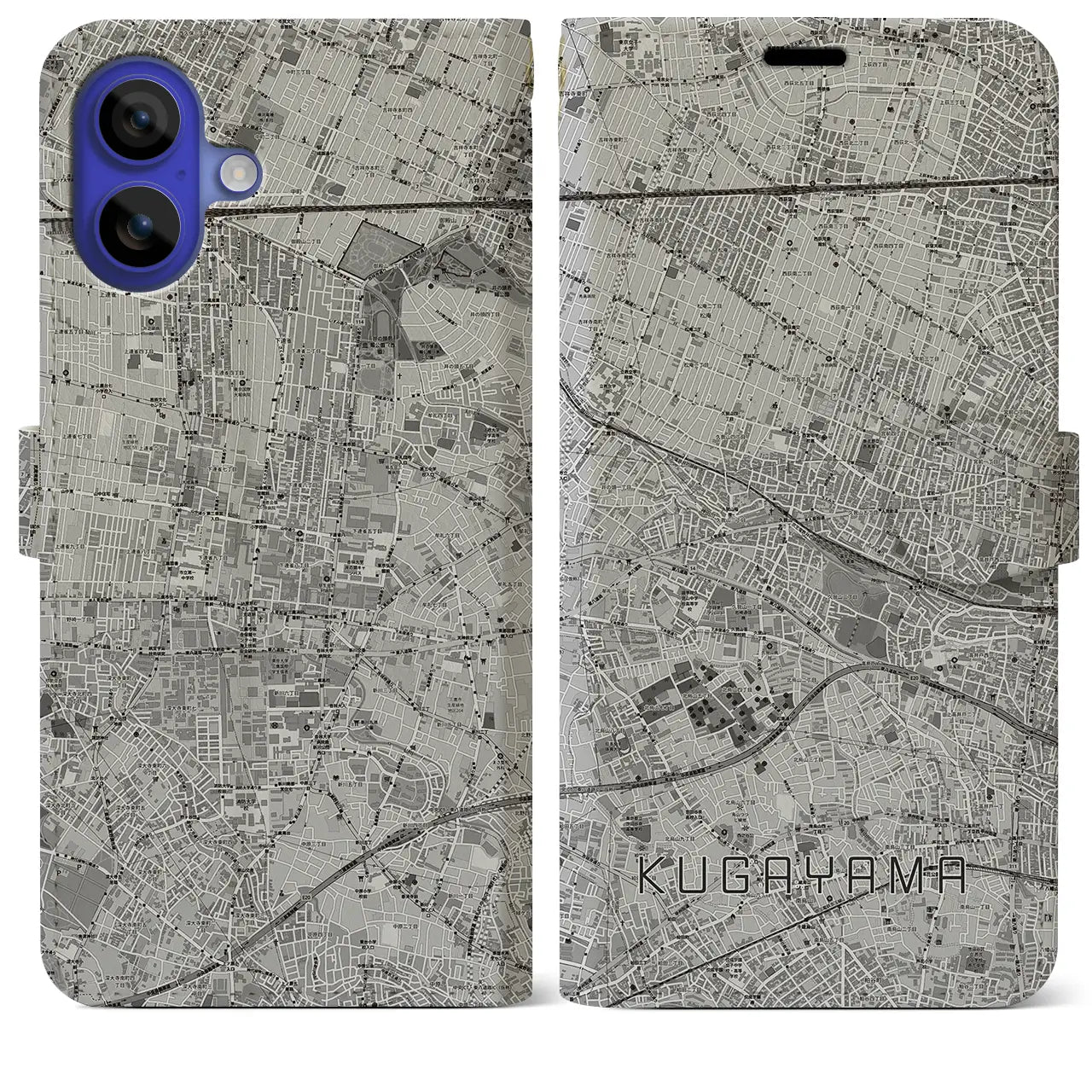 【久我山(東京都)】地図柄iPhoneケース(手帳タイプ)モノトーン・iPhone 16 Pro Max 用