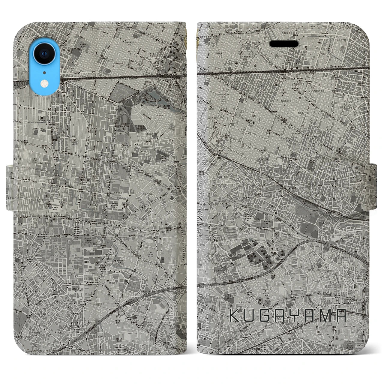 【久我山(東京都)】地図柄iPhoneケース(手帳タイプ)モノトーン・iPhone XR 用