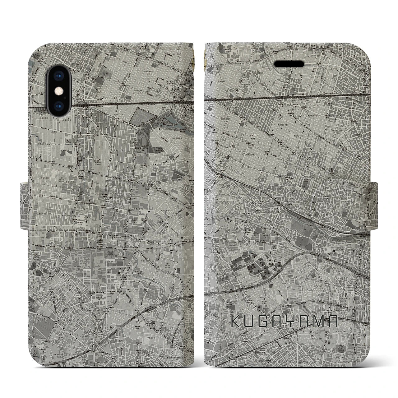 【久我山(東京都)】地図柄iPhoneケース(手帳タイプ)モノトーン・iPhone XS / X 用