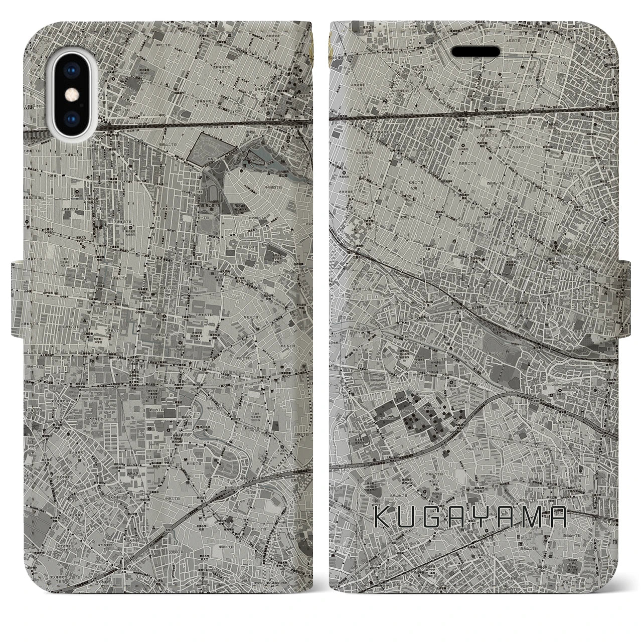 【久我山(東京都)】地図柄iPhoneケース(手帳タイプ)モノトーン・iPhone XS Max 用
