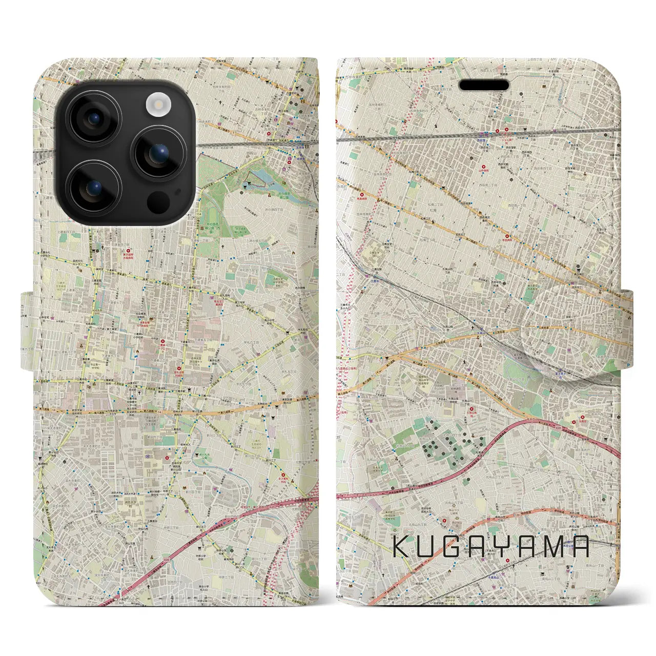 【久我山(東京都)】地図柄iPhoneケース(手帳タイプ)ナチュラル・iPhone 16 用