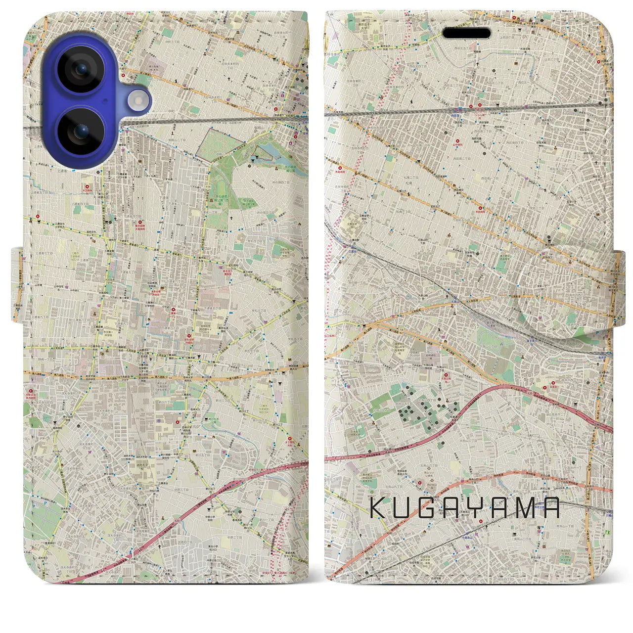 【久我山(東京都)】地図柄iPhoneケース(手帳タイプ)ナチュラル・iPhone 16 Pro Max 用