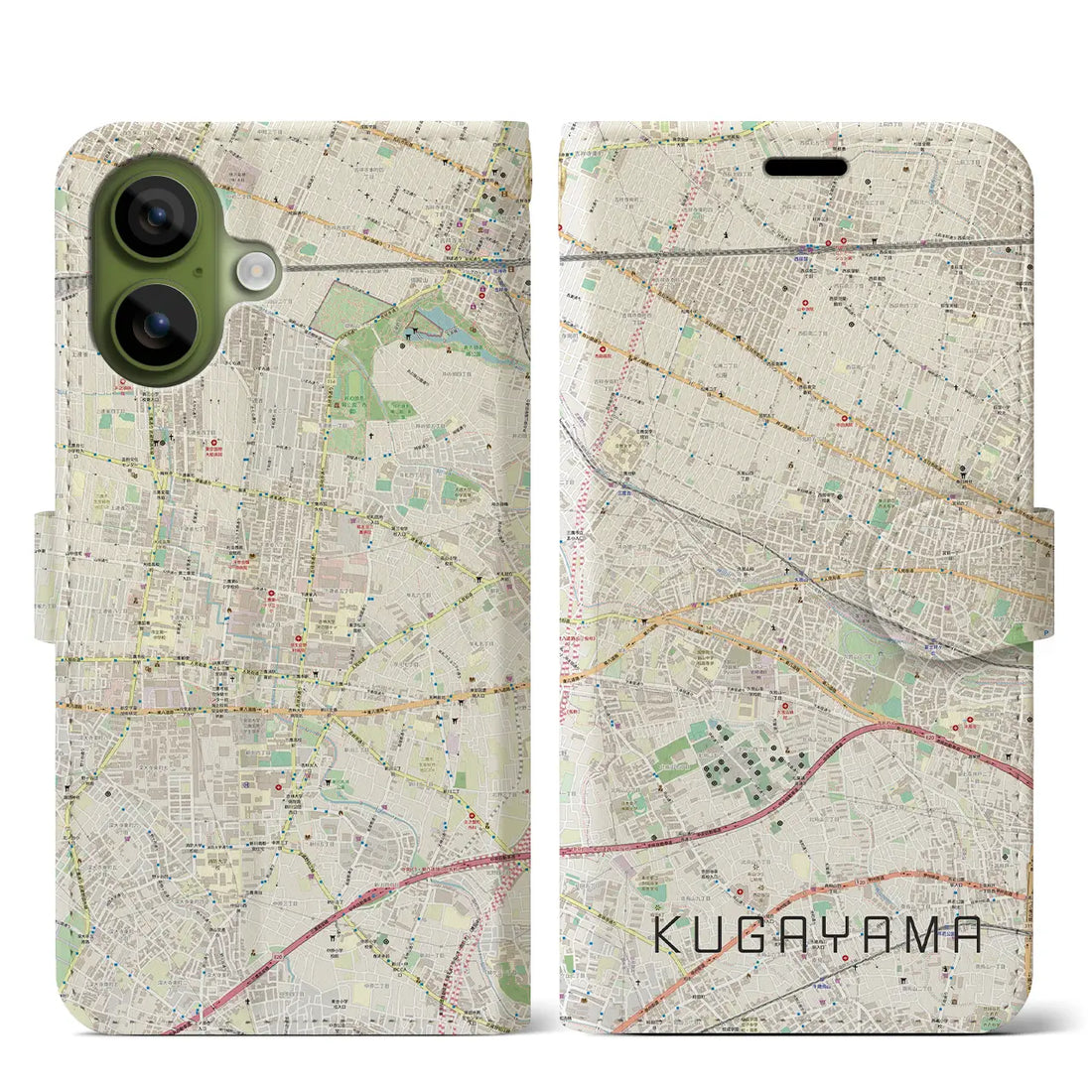 【久我山(東京都)】地図柄iPhoneケース(手帳タイプ)ナチュラル・iPhone 17 Pro Max 用